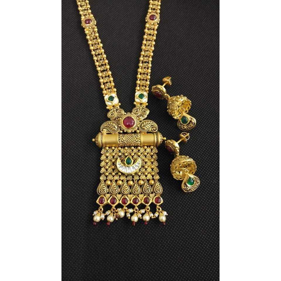 916 Traditional Long Classic Square Designer Necklace Set