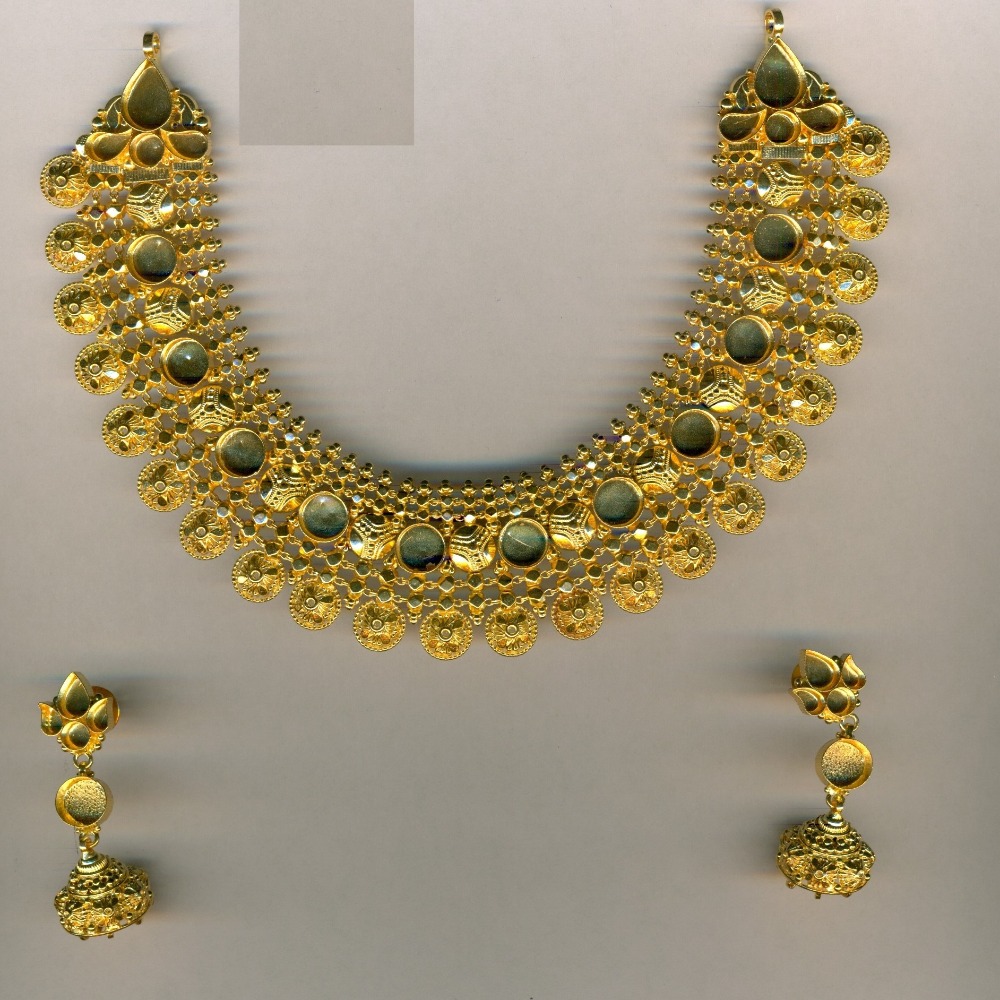 916 Gold Antique Designer Necklace Set