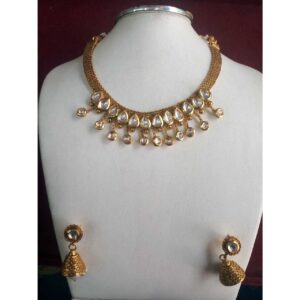 Kundan Copper Ladies Classic Necklace Set