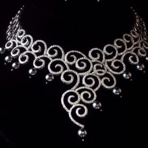 Stunning Diamond Pearls Modern Necklace ( Pieces )
