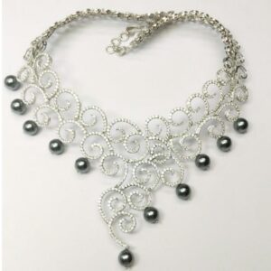 Stunning Diamond Pearls Modern Necklace ( Pieces )