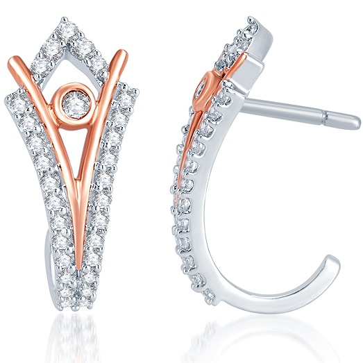 Rose Gold Diamond Studded Attractive Earrings - Image 2
