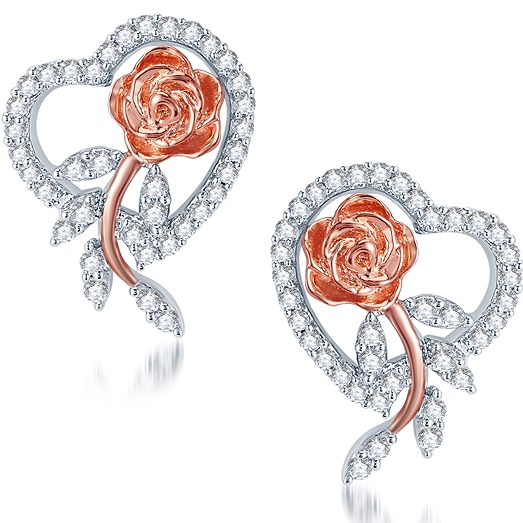 Heart Shaped Diamond Studded Attractive Earrings