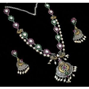 Brass Ladies German Silver Indian Necklace Set