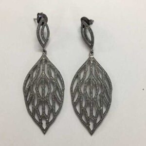 925 Silver Oxidise  Natural Diamond Earrings