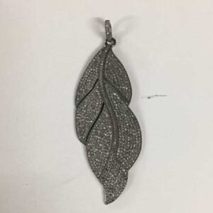 Silver Diamond Leaf Pendant