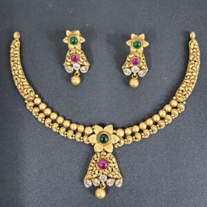 22 kt antique rose  design necklace set