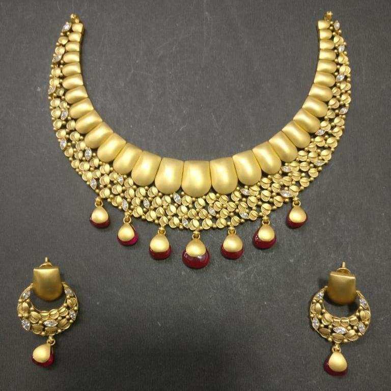 916 gold antique Round design necklace set