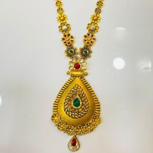 22K Gold Jadtar Long Necklace Set