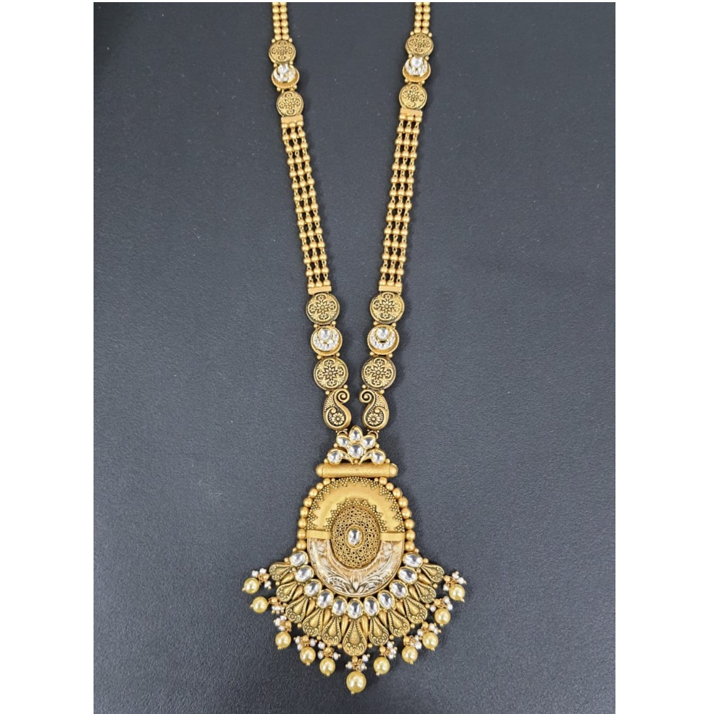 916 Gold Antique Traditional Long Necklace Set - Image 2