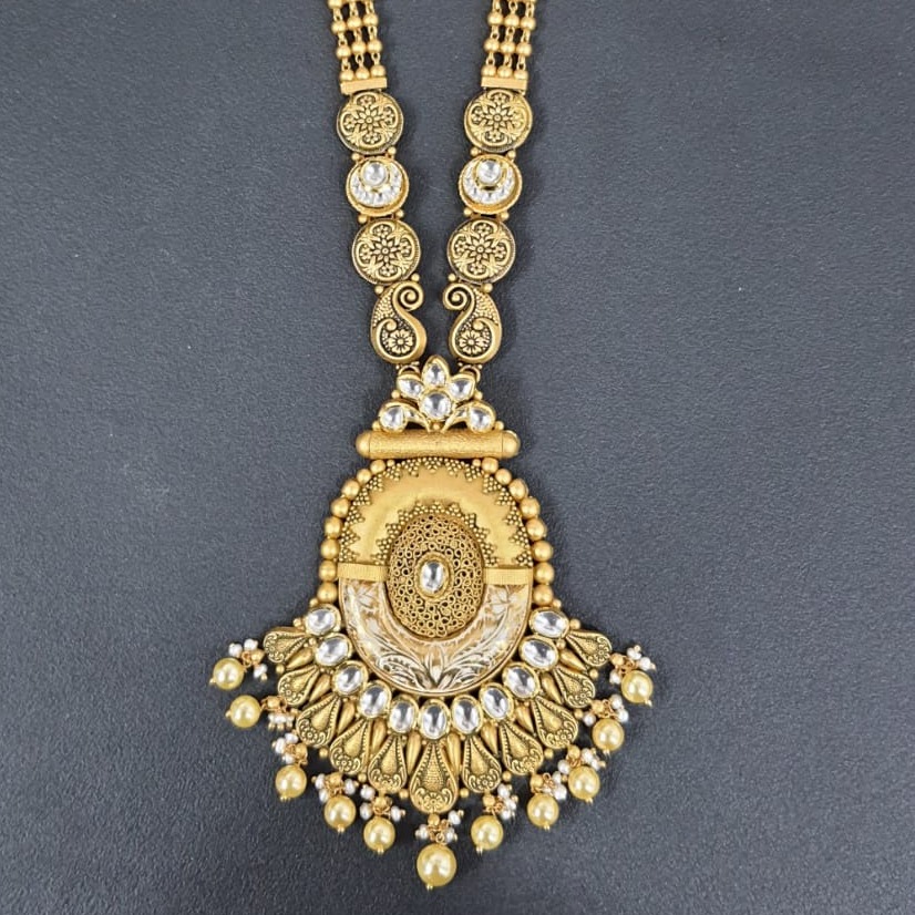 916 Gold Antique Traditional Long Necklace Set