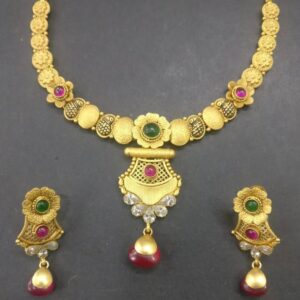 916 Gold Antique calligraphy design Necklace Set