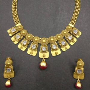 22k Gold square shape design Necklace Set