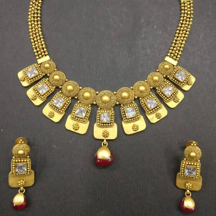 22k Gold square shape design Necklace Set