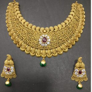 916 Gold Designer Bridal Necklace Set KG-N082