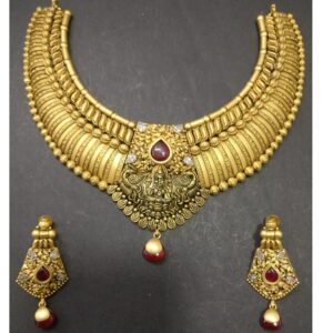 916 Gold Traditional Bridal Necklace Set KG-N079