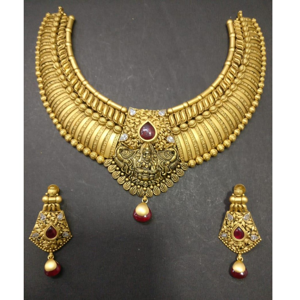 22kt gold traditional bridal necklace set kg-n078