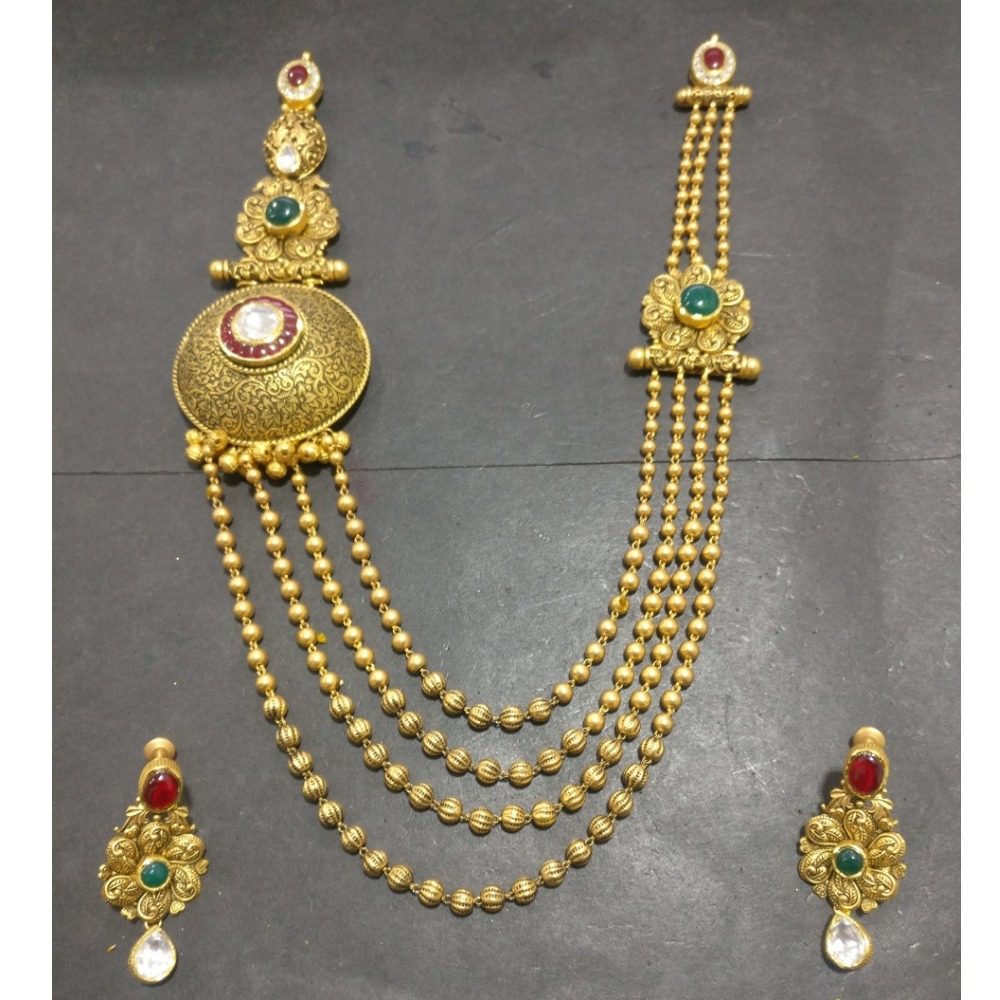 916 Gold Traditional Bridal Necklace Set KG-N058