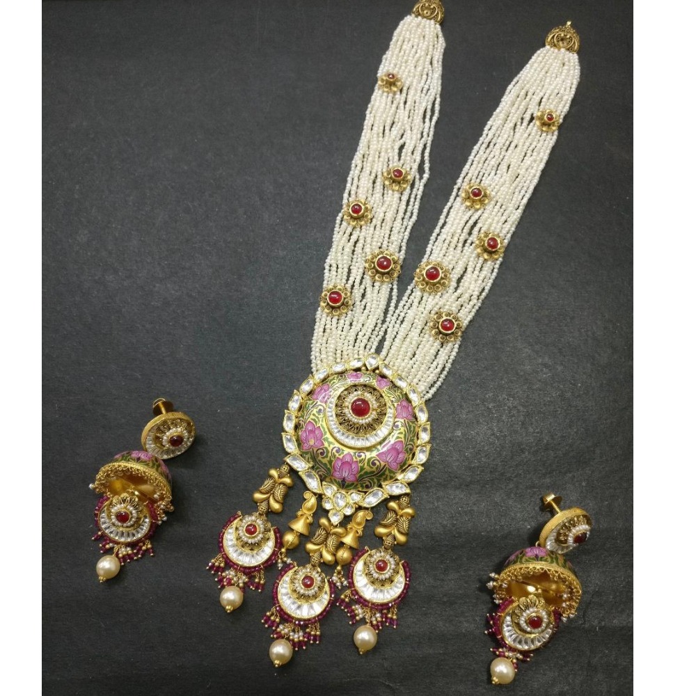 916 Gold Antique Long Necklace Set kg-n025