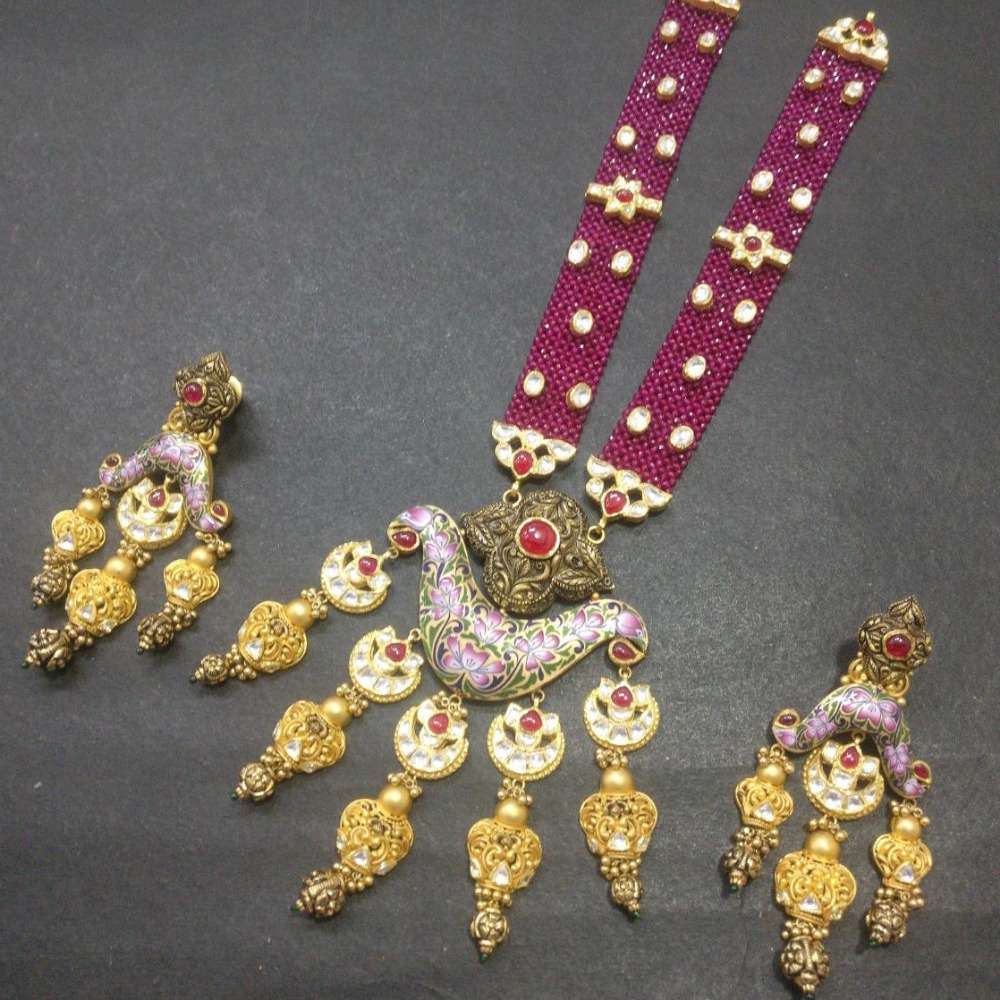 22k Gold Fancy Jadtar Necklace Set KG-N023