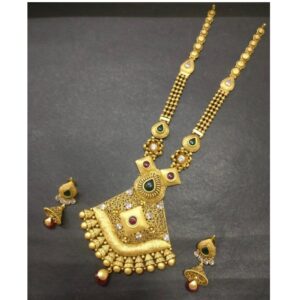 22kt 916 Antique Gold Indian Bridal Long Necklace Set KG-N006