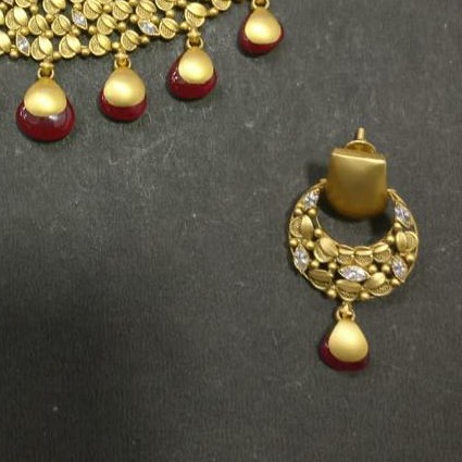 916 Gold Antique Solid Design Necklace Set K015 - Image 3