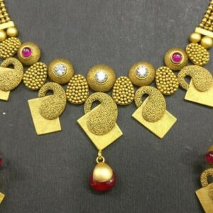 916 Gold Antique Mango Design Bridal Necklace Set
