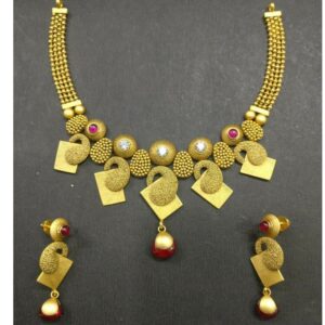 916 Gold Antique Mango Design Bridal Necklace Set
