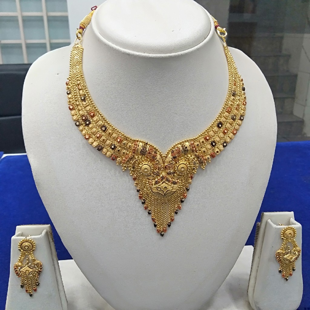 916 gold fancy necklace set ns-011