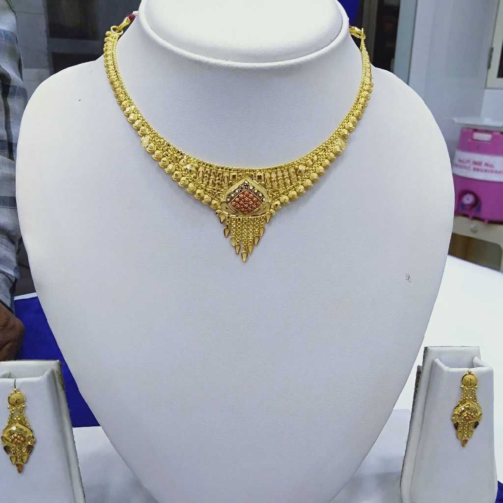 916 gold light weight fancy necklace set rj-k004