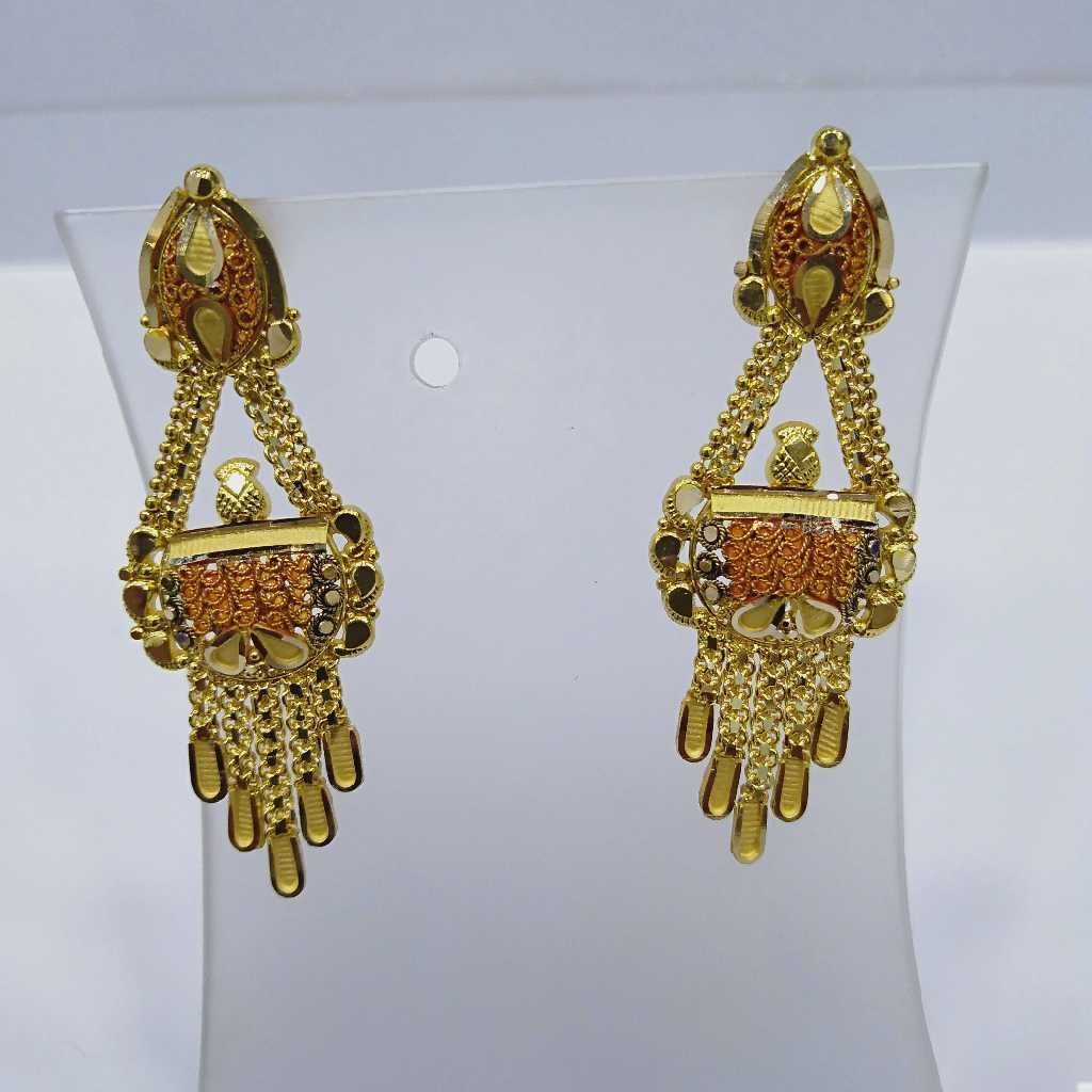916 Gold Kalkatti Necklace Set Lite Weight RJ-66 - Image 3