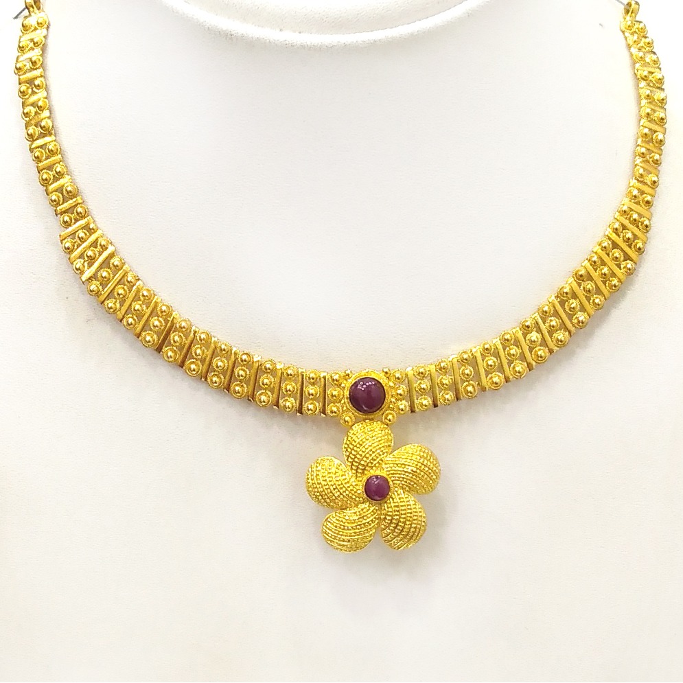 916 Gold Delicate Flower Design Necklace Set RJ-N011 - Image 2