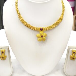 916 Gold Delicate Flower Design Necklace Set RJ-N011