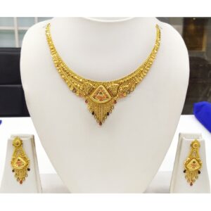 916 gold fancy light weight necklace set rj-n008