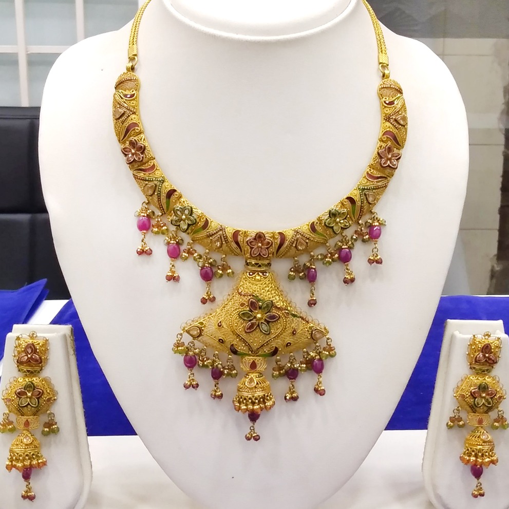 916 gold traditional necklace set rj-n001