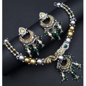 Antique Finesse: Intricate Necklace & Earring Pair