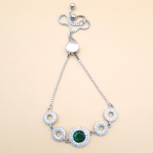 Colour Stone Sterling Silver Adj Bracelet