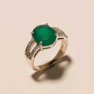 925 Fancy Silver Ladies Ring With Colored Diamond