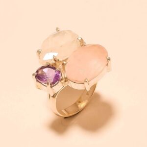 925 Silver Pink Diamond Ladies  Ring
