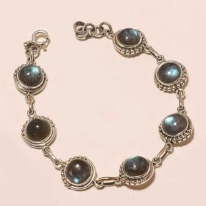 Silver Bracelet with Colored Stone