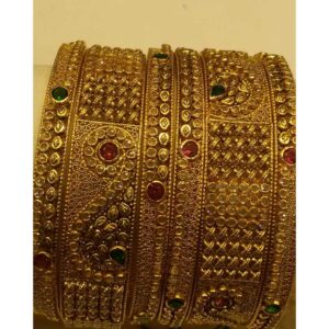 916 Gold Designer Fancy Colour Stone CZ Stone Bangles