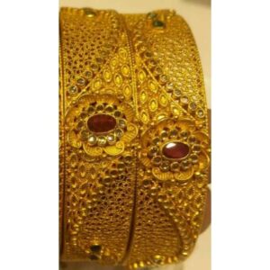 916 Gold Designer Fancy CZ Stone Bangles