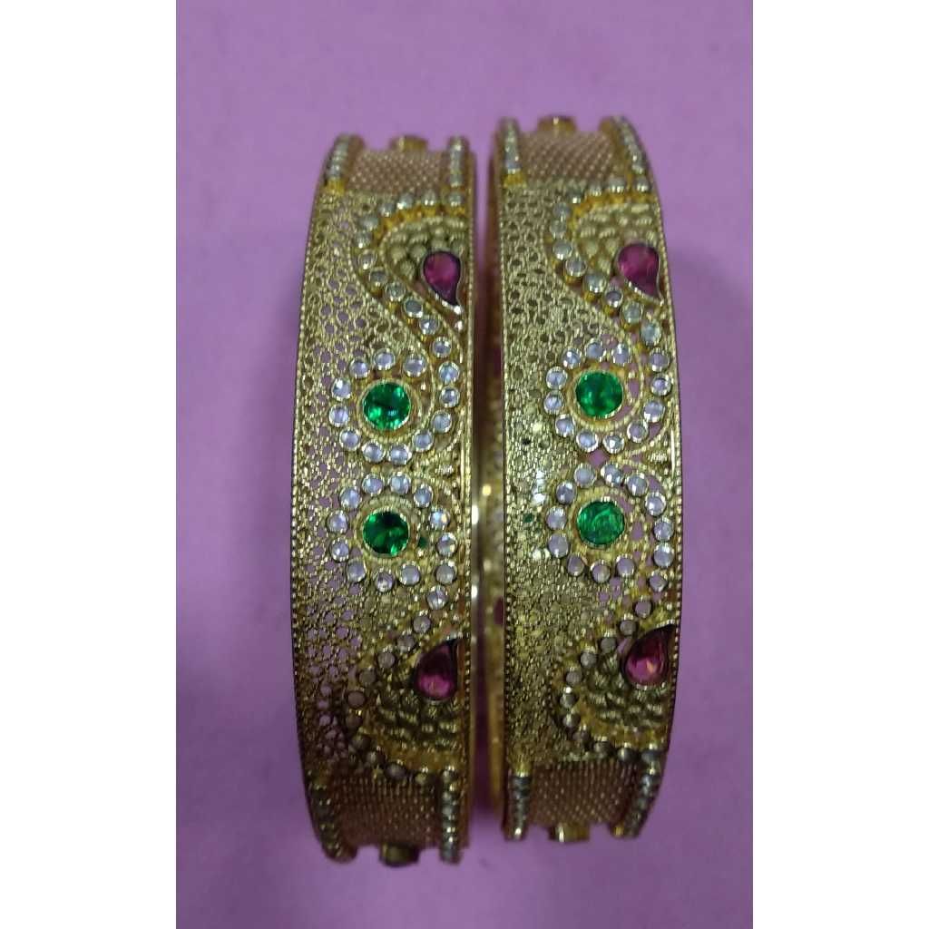 916 Gold Color Stone Fancy Bangles