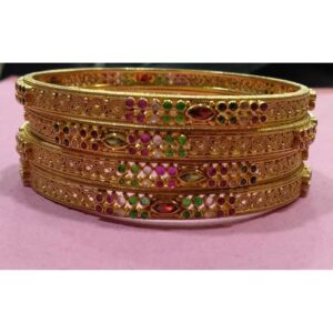 916 Gold Fancy Deaigner CZ Stone Bangles