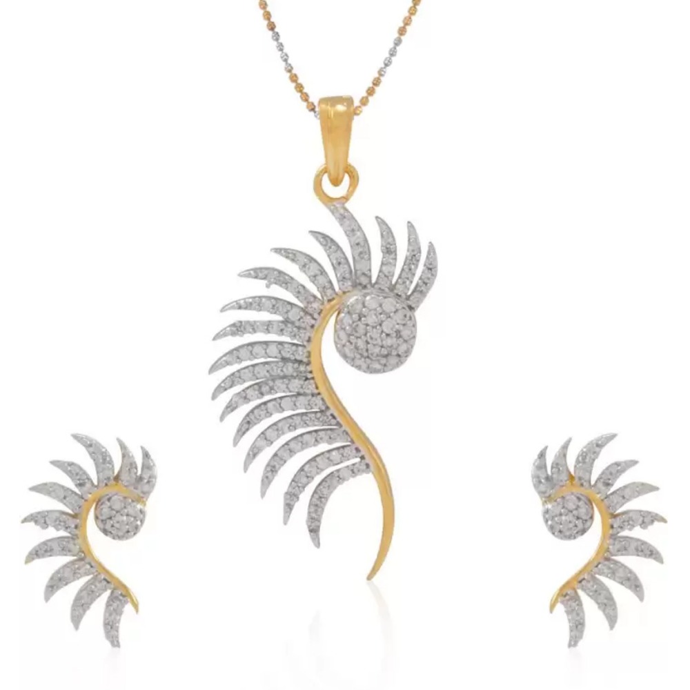 AD Stone Peacock Style Pendent With Earrings