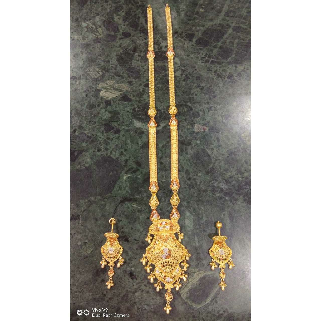 916 Gold Fancy Long Necklace Set