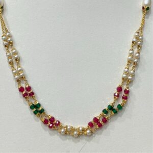 22 KT TWO LINE MOTI MALA