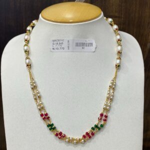 22 KT TWO LINE MOTI MALA