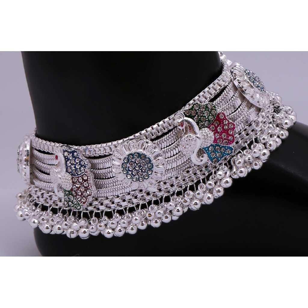 Indian Traditional Fancy Silver Payal - Image 2