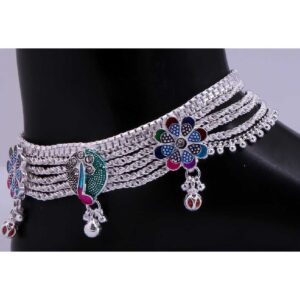 Broad Silver Fancy Bridal Payal